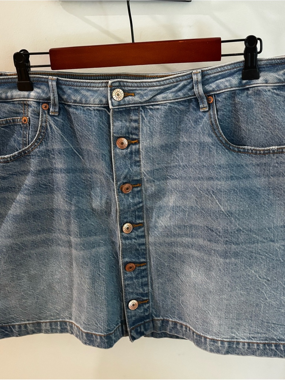 American Eagle Outfitters Blue Denim Button-Front Mini Skirt